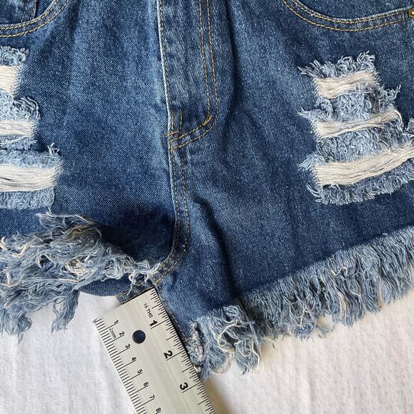 SHEIN Women’s Frayed Denim Short Shorts size 6 US, Blue - Picture 6 of 10